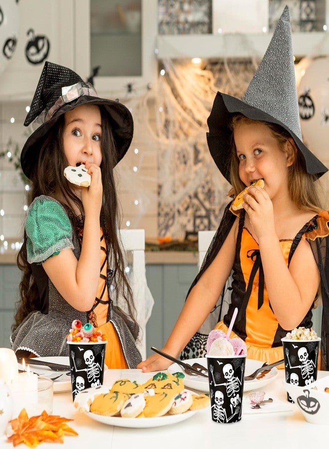 JarThenaAMCS مجموعة جارثينا إيه إم سي إس، ٥٠ قطعة من أكواب ورقية للاستخدام مرة واحدة للهالوين، سعة ٩ أونصات، بتصميم هيكل عظمي، مثالية لحفلات الهالوين، والقهوة، والعصائر، والمشروبات الساخنة والباردة، ولوازم حفلات الهالوين. - Image 5